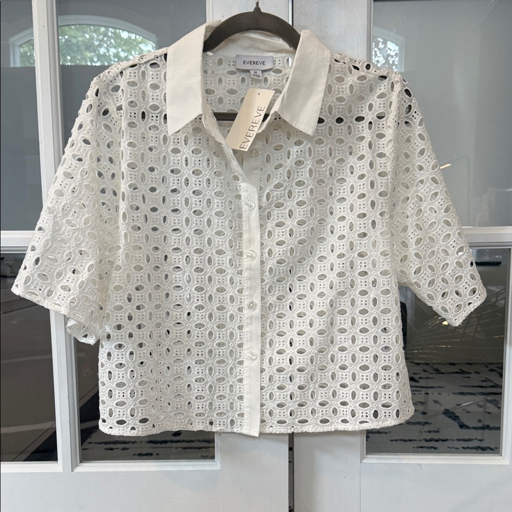 Evereve White Lace Blouse